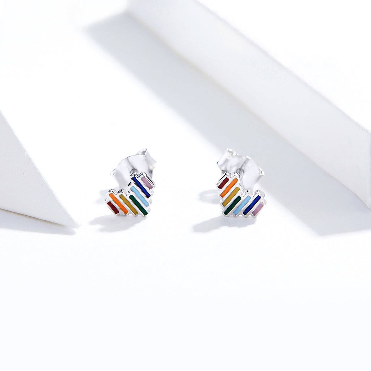 Sterling Silver Platinum Plated Stud Earrings