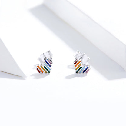 Sterling Silver Platinum Plated Stud Earrings