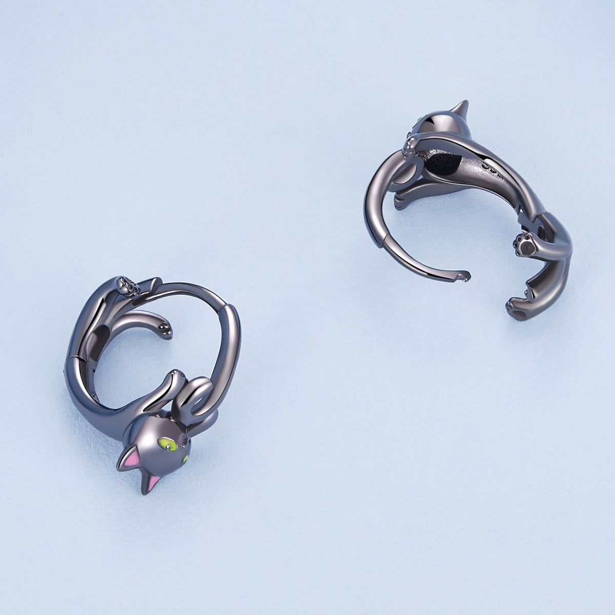 Sterling Silver Enamel Black Gold Earrings