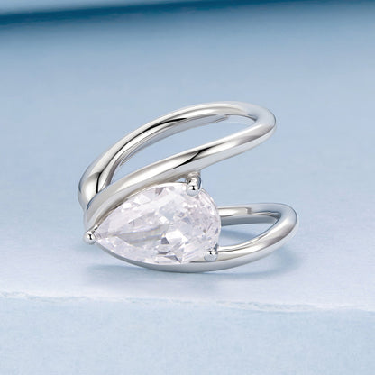 Sterling Silver White Gold Plated Pavé CZ Hoop Earrings