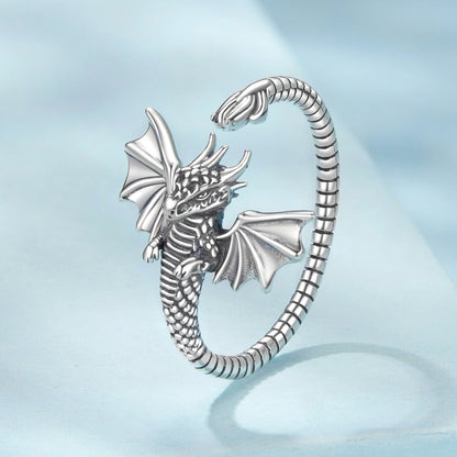Sterling Silver Oxidized Dragon Ring