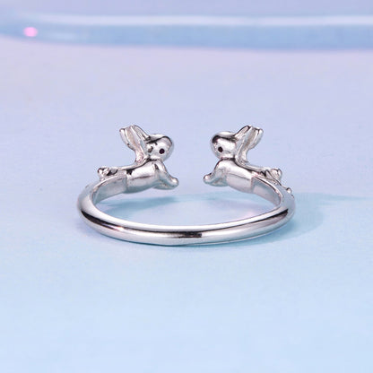 Sterling Silver Pavé CZ Rabbit Ring
