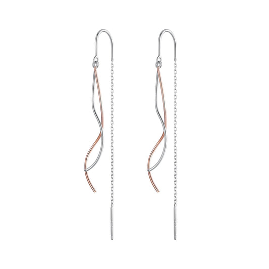 Sterling Silver Platinum and Rose Gold Plated Drop Earrings
