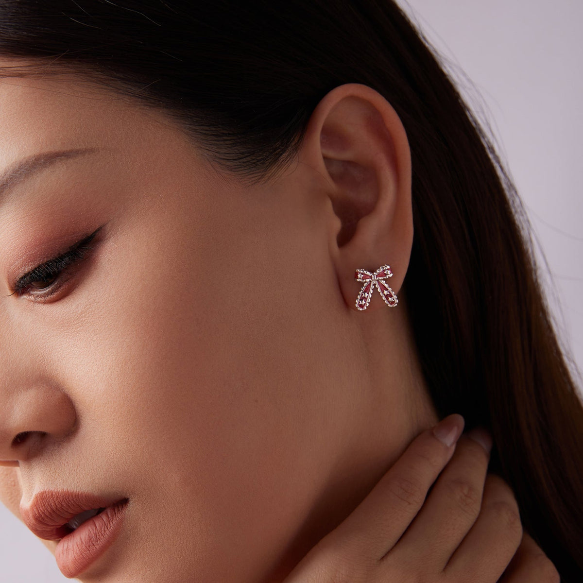Sterling Silver White Gold Plated Enamel Earrings