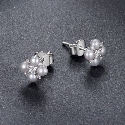 Sterling Silver Moissanite & Freshwater Pearl Earrings