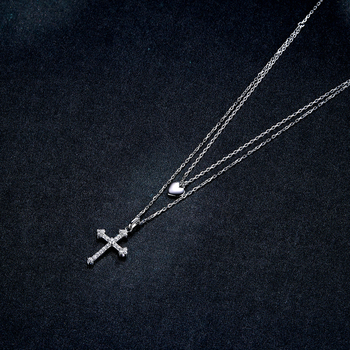 Sterling Silver Platinum Plated Cubic Zirconia Adjustable Necklace