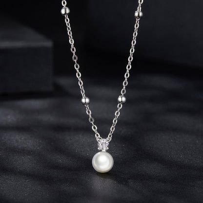 Sterling Silver Moissanite and Freshwater Pearl Necklace