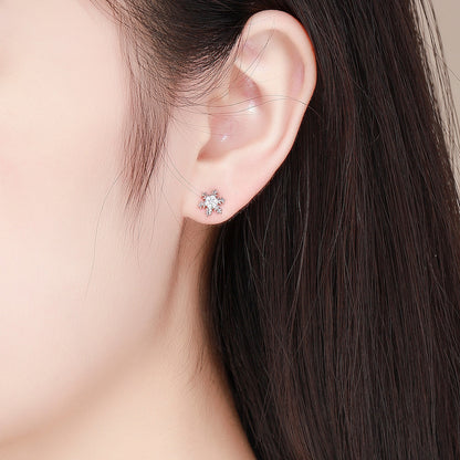 Sterling Silver CZ Pavé Stud Earrings