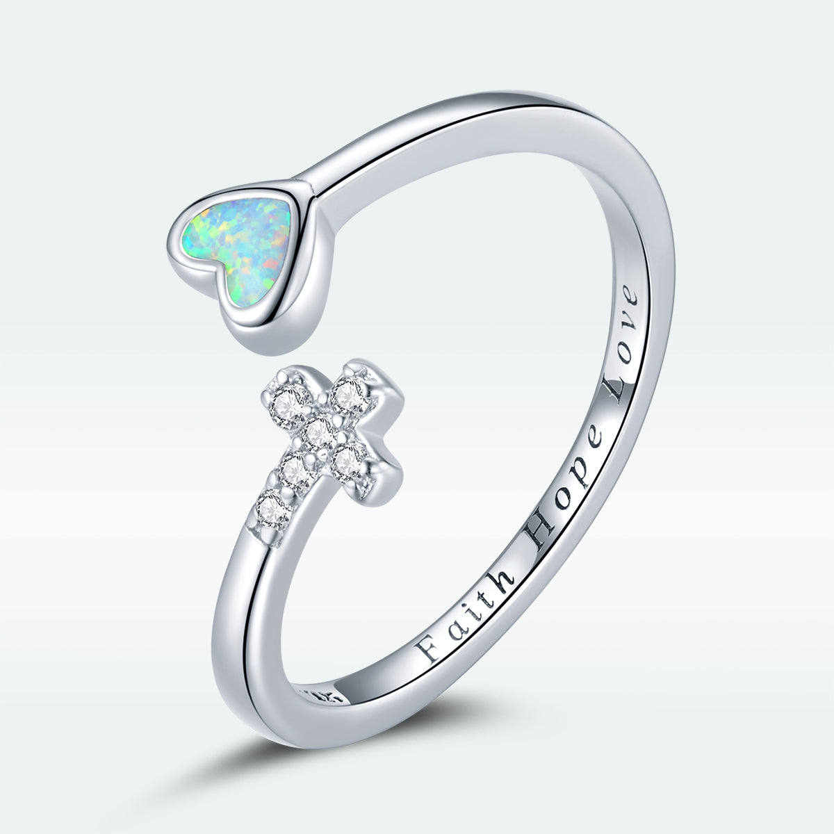 Sterling Silver Opal and Cubic Zirconia Ring