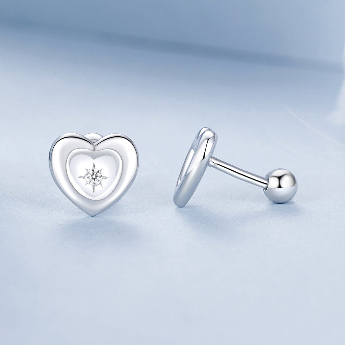 Sterling Silver White Gold Plated Pavé Cubic Zirconia Earrings