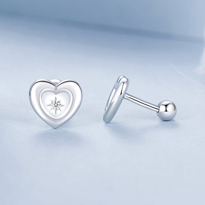 Sterling Silver White Gold Plated Pavé Cubic Zirconia Earrings