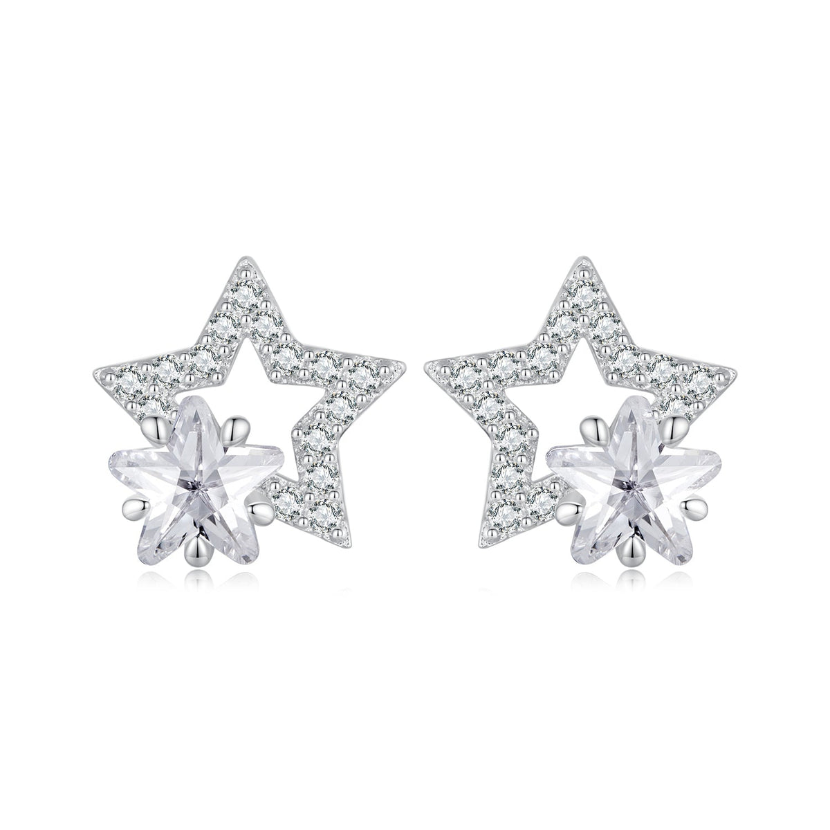 Sterling Silver Pavé Cubic Zirconia Stud Earrings