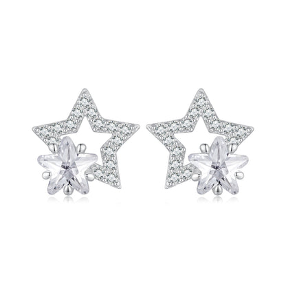 Sterling Silver Pavé Cubic Zirconia Stud Earrings