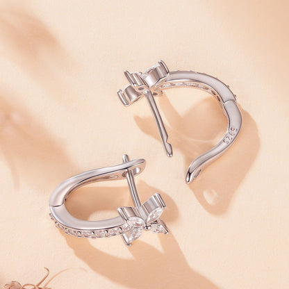 Sterling Silver White Gold Plated Cubic Zirconia Pavé Earrings