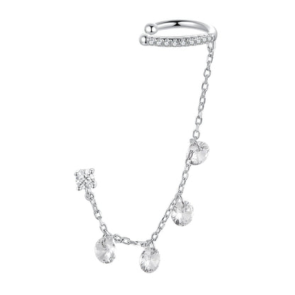 Sterling Silver White Gold Plated Pave CZ Drop Earrings