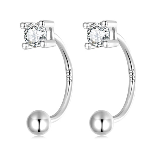 Sterling Silver Cubic Zirconia Pavé Stud Earrings