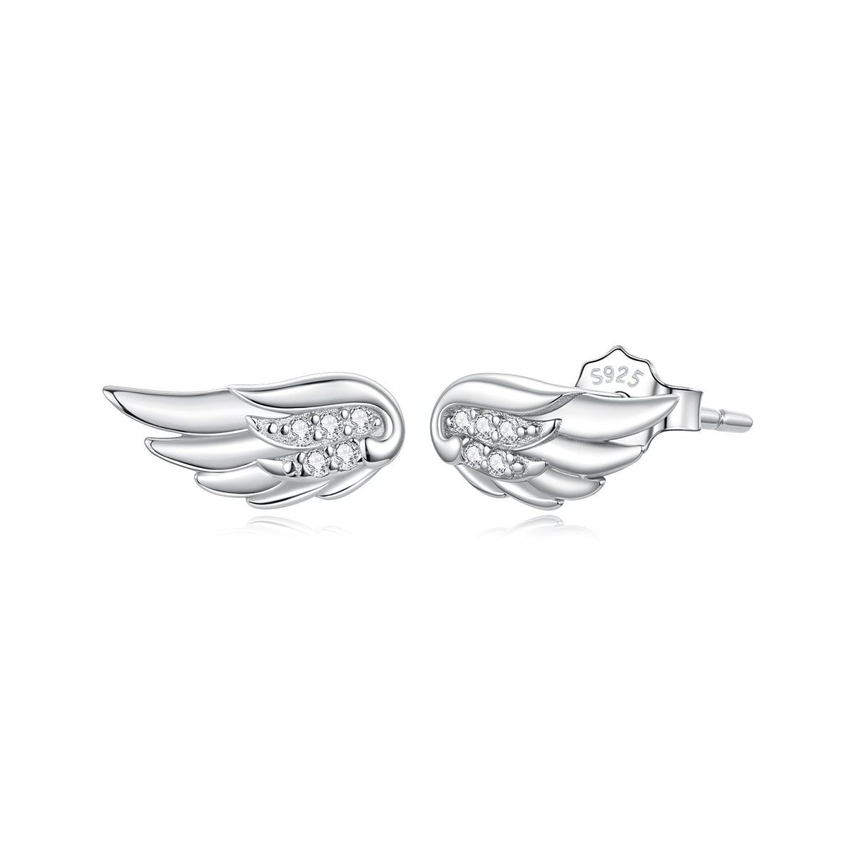 925 Sterling Silver White Gold Plated CZ Pavé Set 0.4x0.9 cm Earrings for Women