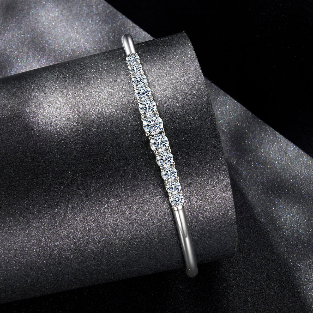 Sterling Silver Moissanite White Gold Plated Bracelet
