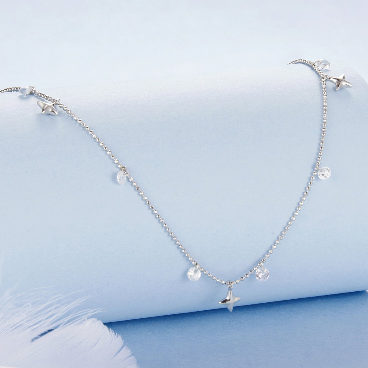 White Gold Plated Pavé CZ Sterling Silver Pendant Necklace