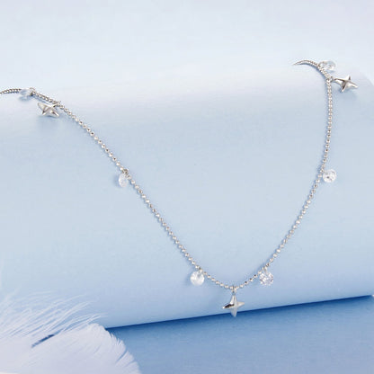 White Gold Plated Pavé CZ Sterling Silver Pendant Necklace