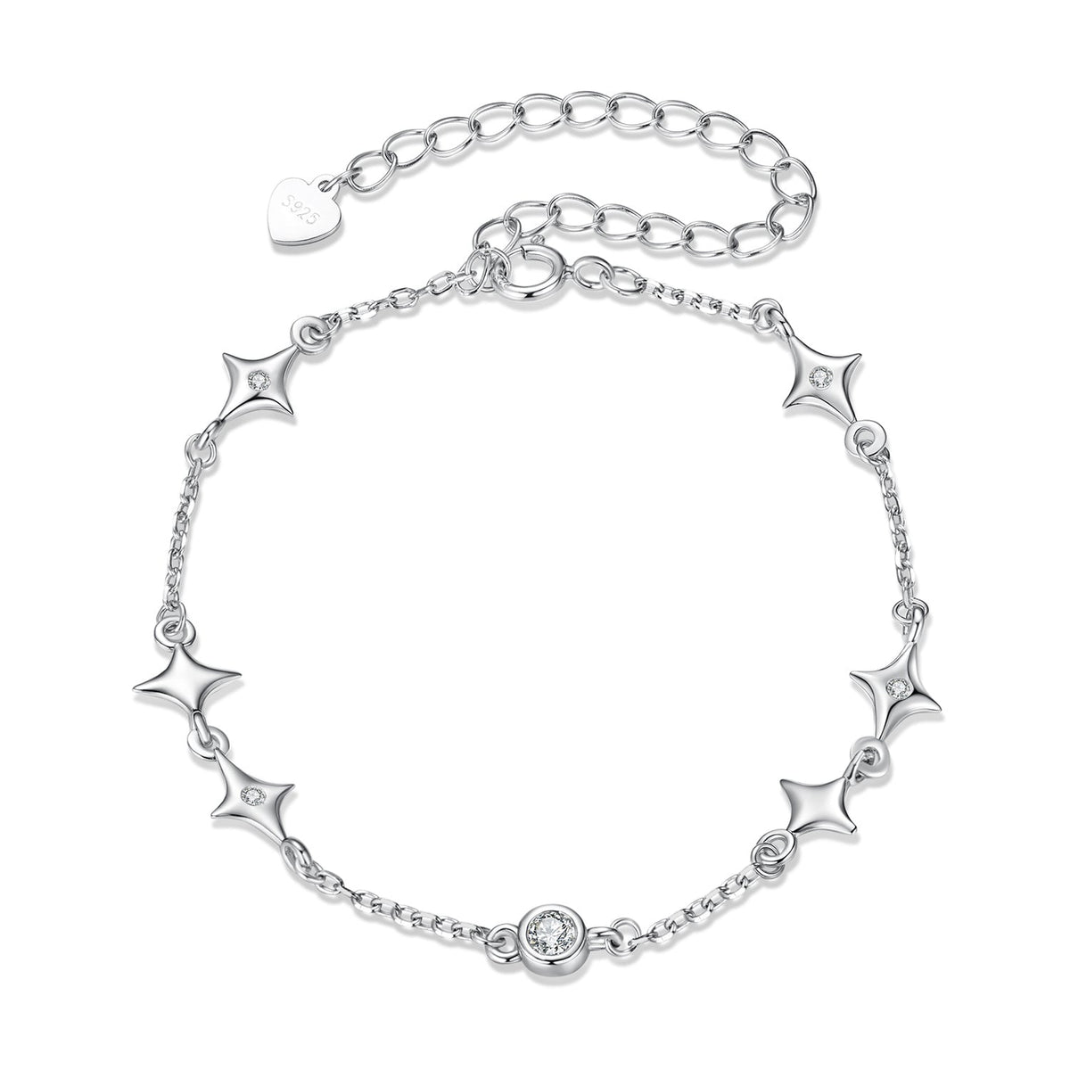 Sterling Silver White Gold Plated Pavé CZ Bracelet