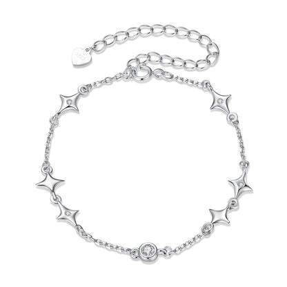 Sterling Silver White Gold Plated Pavé CZ Bracelet