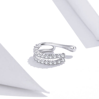 Sterling Silver Platinum Plated CZ Pavé Earrings