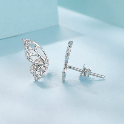 Sterling Silver White Gold Plated Pavé CZ Earrings