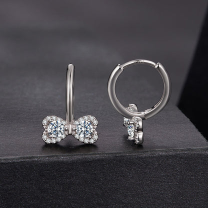 Sterling Silver Moissanite Pavé White Gold Plated Earrings