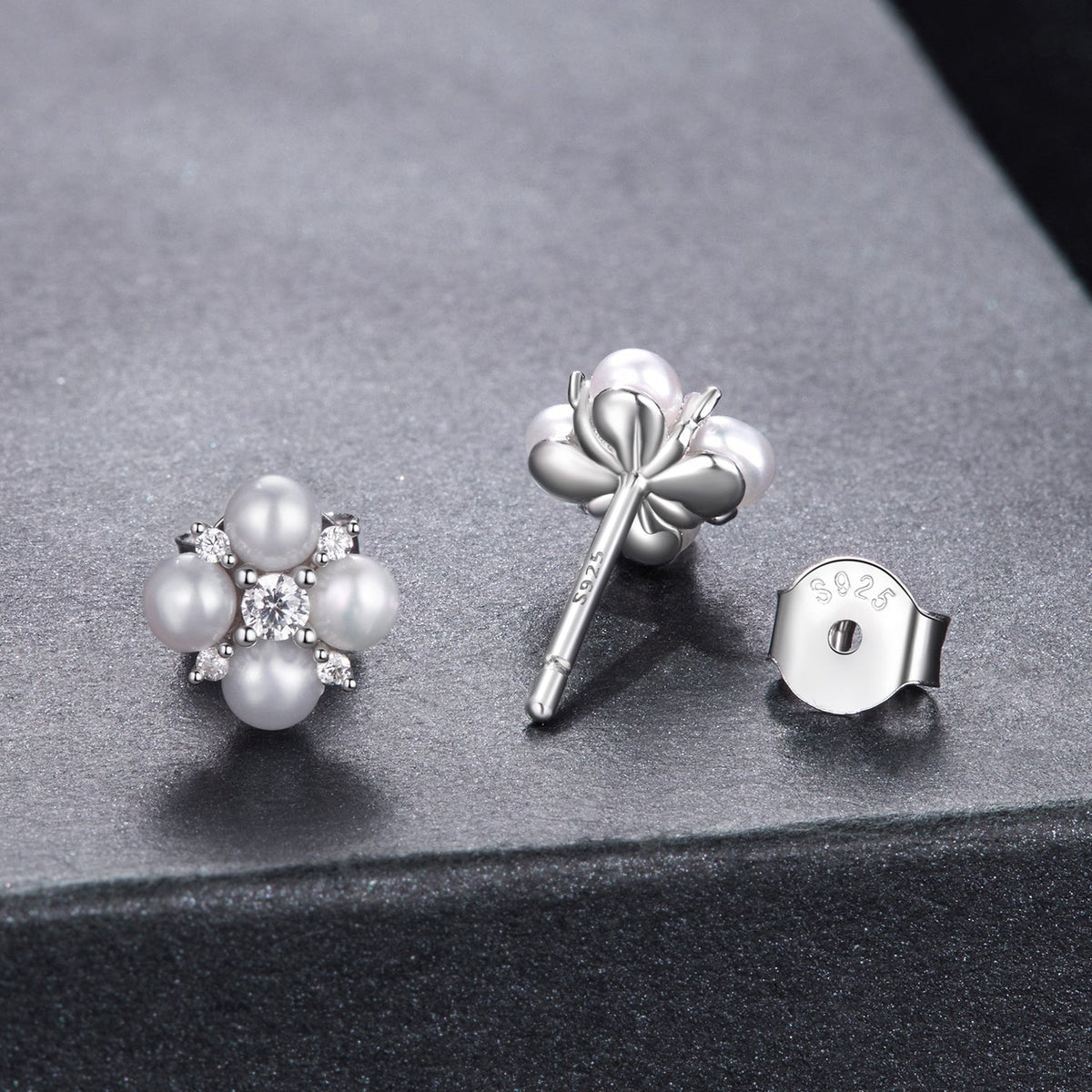 Sterling Silver Moissanite & Freshwater Pearl Earrings