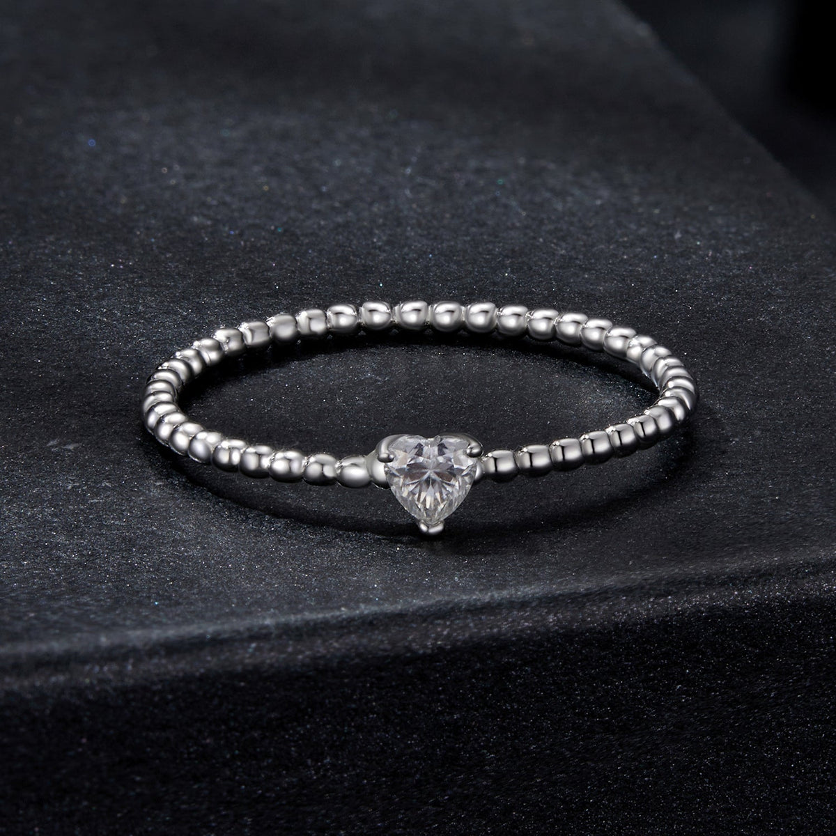 Sterling Silver White Gold Plated Moissanite Ring