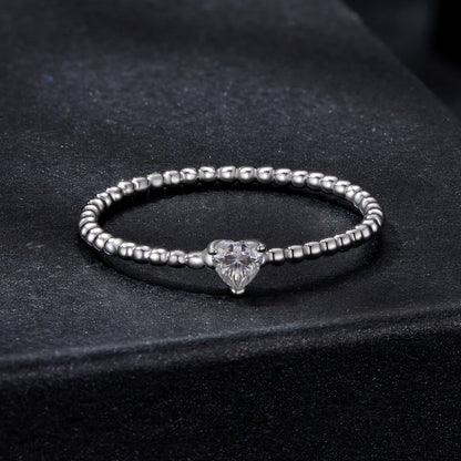 Sterling Silver White Gold Plated Moissanite Ring