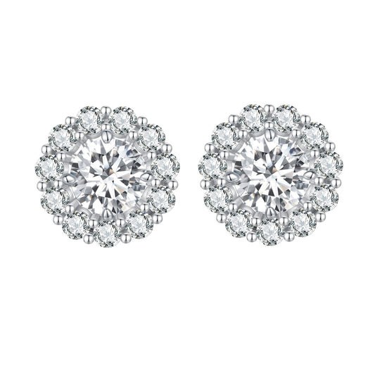Sterling Silver Moissanite Pavé Stud Earrings