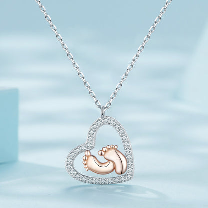 Sterling Silver Cubic Zirconia Rose Gold and Platinum Finish Necklace