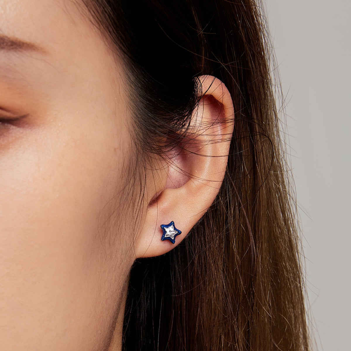 Sterling Silver Enamel Cubic Zirconia Stud Earrings