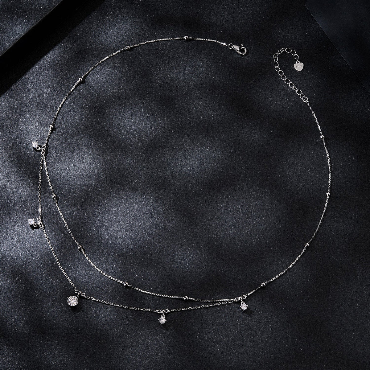 Sterling Silver White Gold Plated Moissanite Necklace
