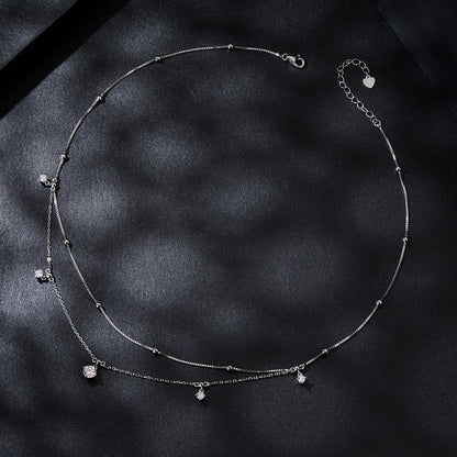 Sterling Silver White Gold Plated Moissanite Necklace