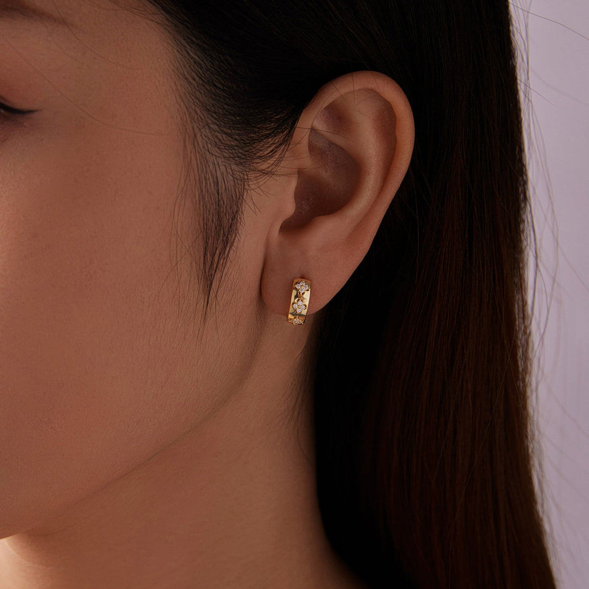 Gold Plated Sterling Silver Moissanite Hoop Earrings