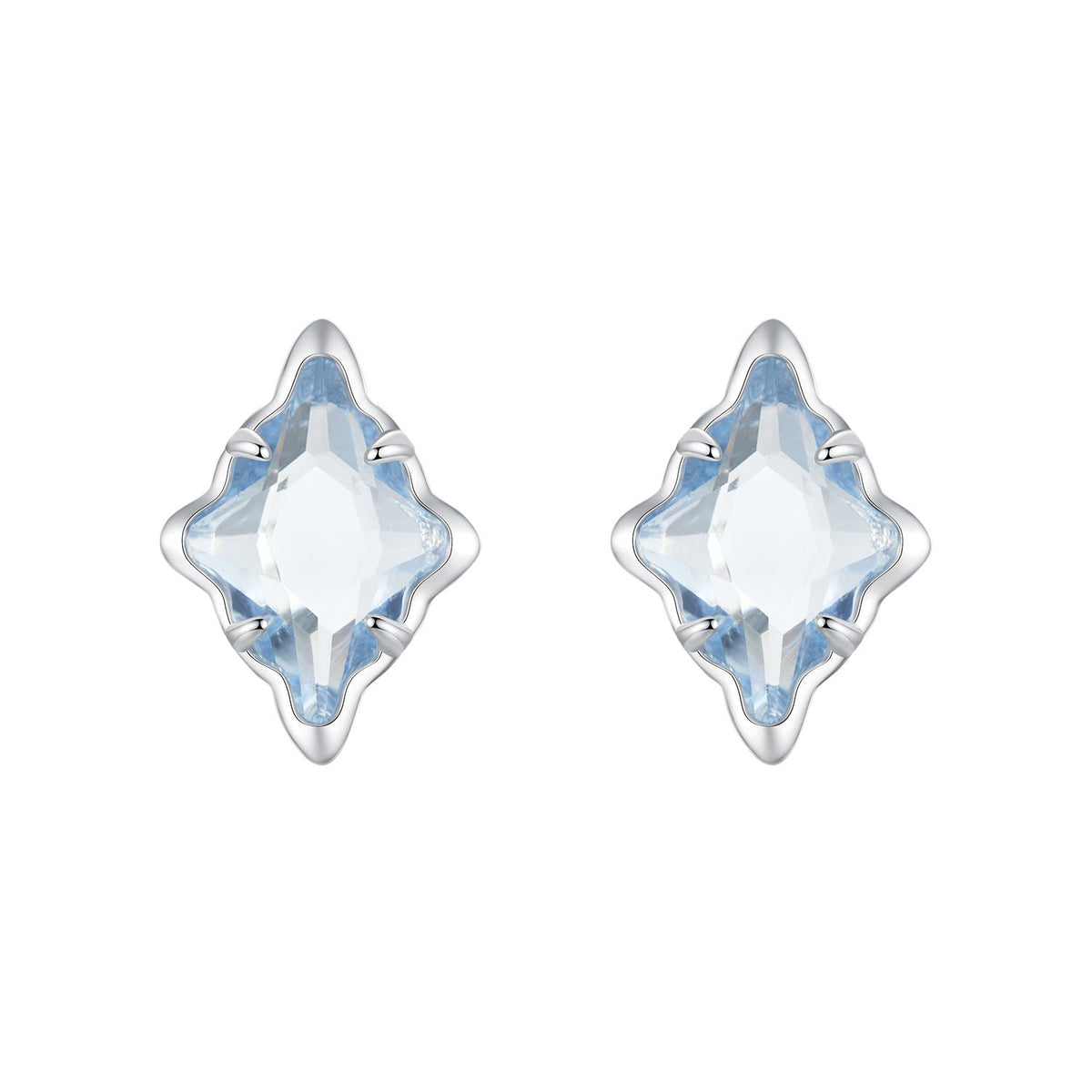 Sterling Silver Transparent Glass White Gold Plated Earrings