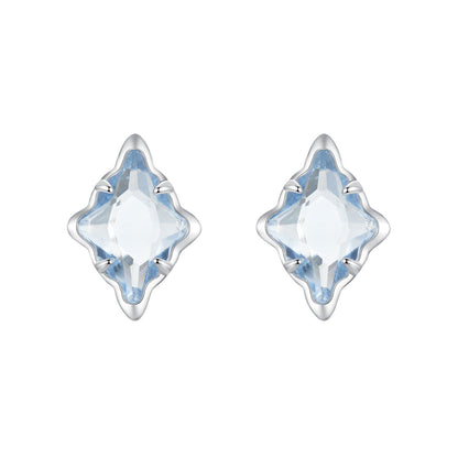 Sterling Silver Transparent Glass White Gold Plated Earrings