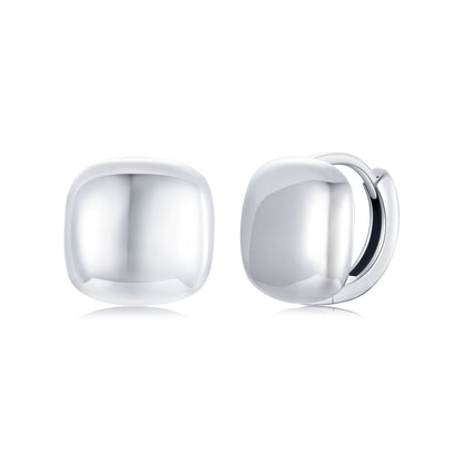 Sterling Silver White Gold Plated 10mm Hoop Earrings