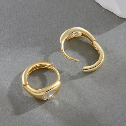 Sterling Silver Gold Plated Pave CZ Earrings