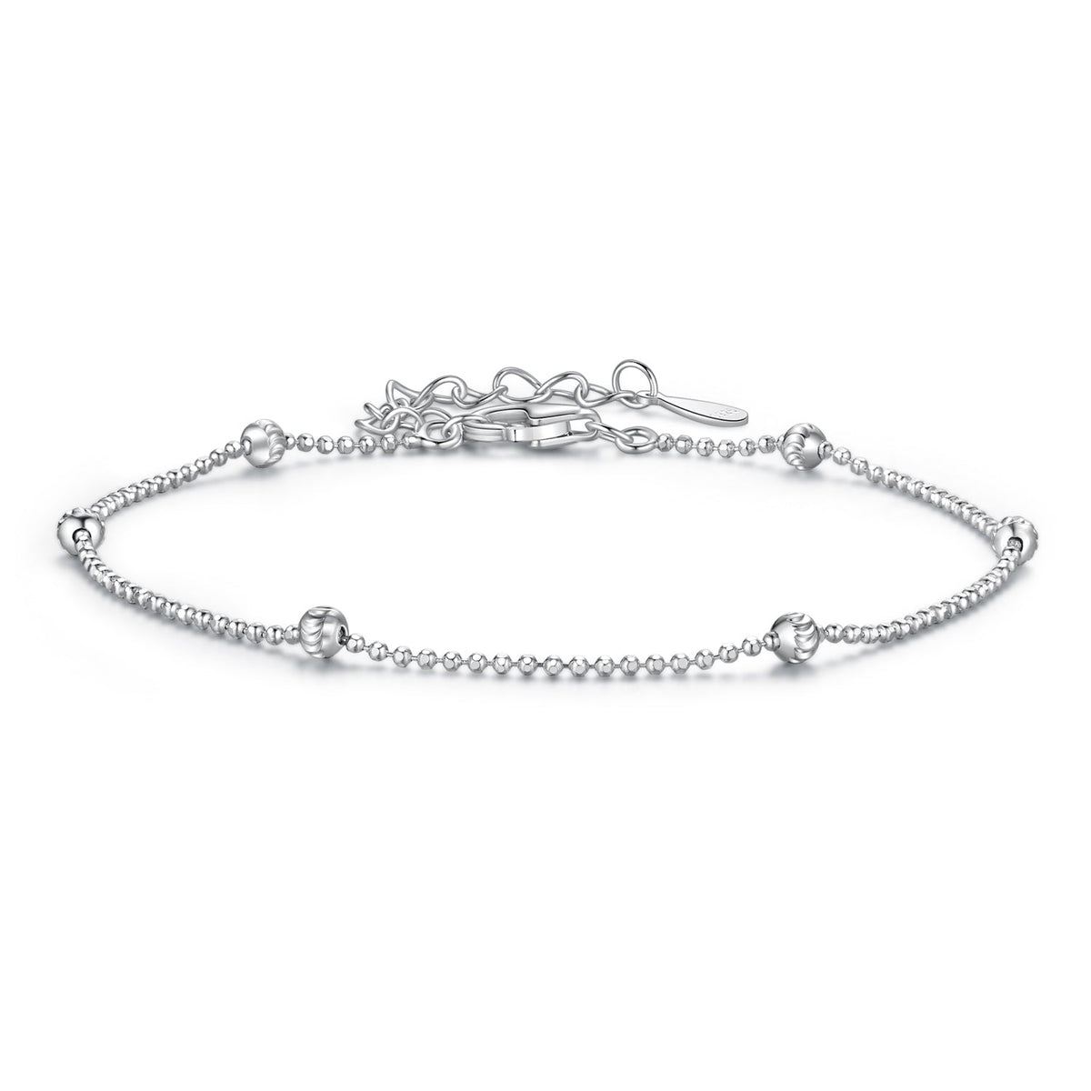 Sterling Silver & White Gold Plated Adjustable Bracelet