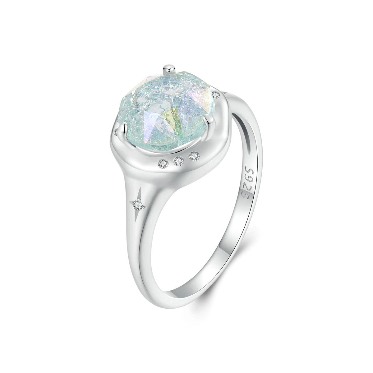 Sterling Silver CZ and Glass Ring