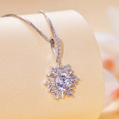 925 Sterling Silver Platinum Plated Moissanite Pavé Necklace