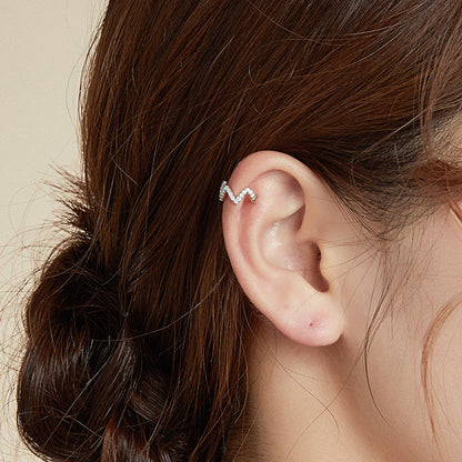 Sterling Silver Pavé CZ Hoop Earrings