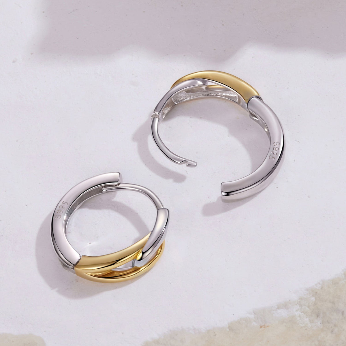Sterling Silver White Gold and Gold Plated Earrings