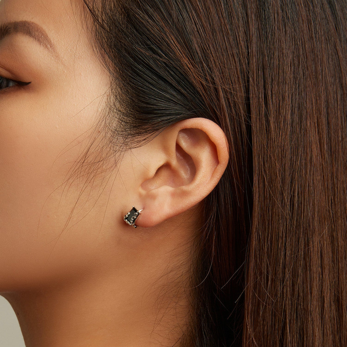 Sterling Silver Oxidized Cubic Zirconia Pavé Hoop Earrings