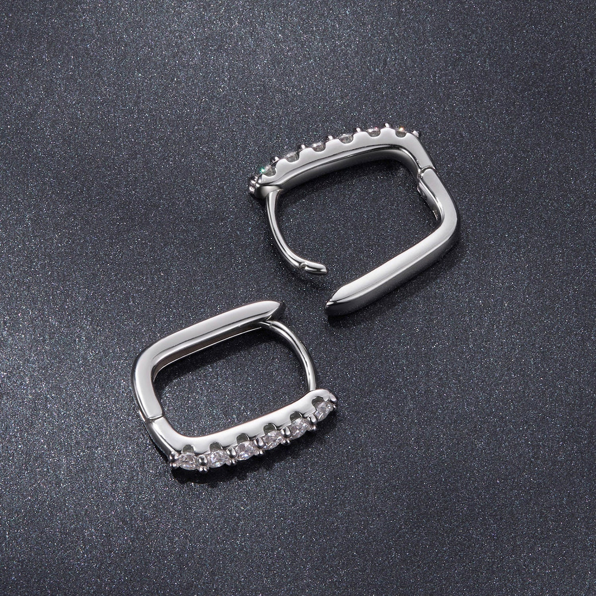 Sterling Silver Moissanite Hoop Earrings