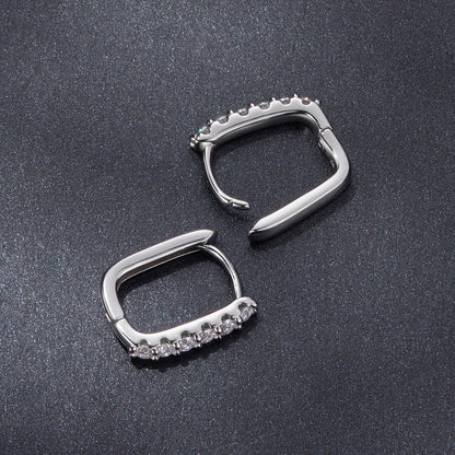 Sterling Silver Moissanite Hoop Earrings
